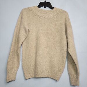Vintage 80s SEMPLICE Silk Nylon Angora Lambswool Knit Sweater Oatmeal Size Small